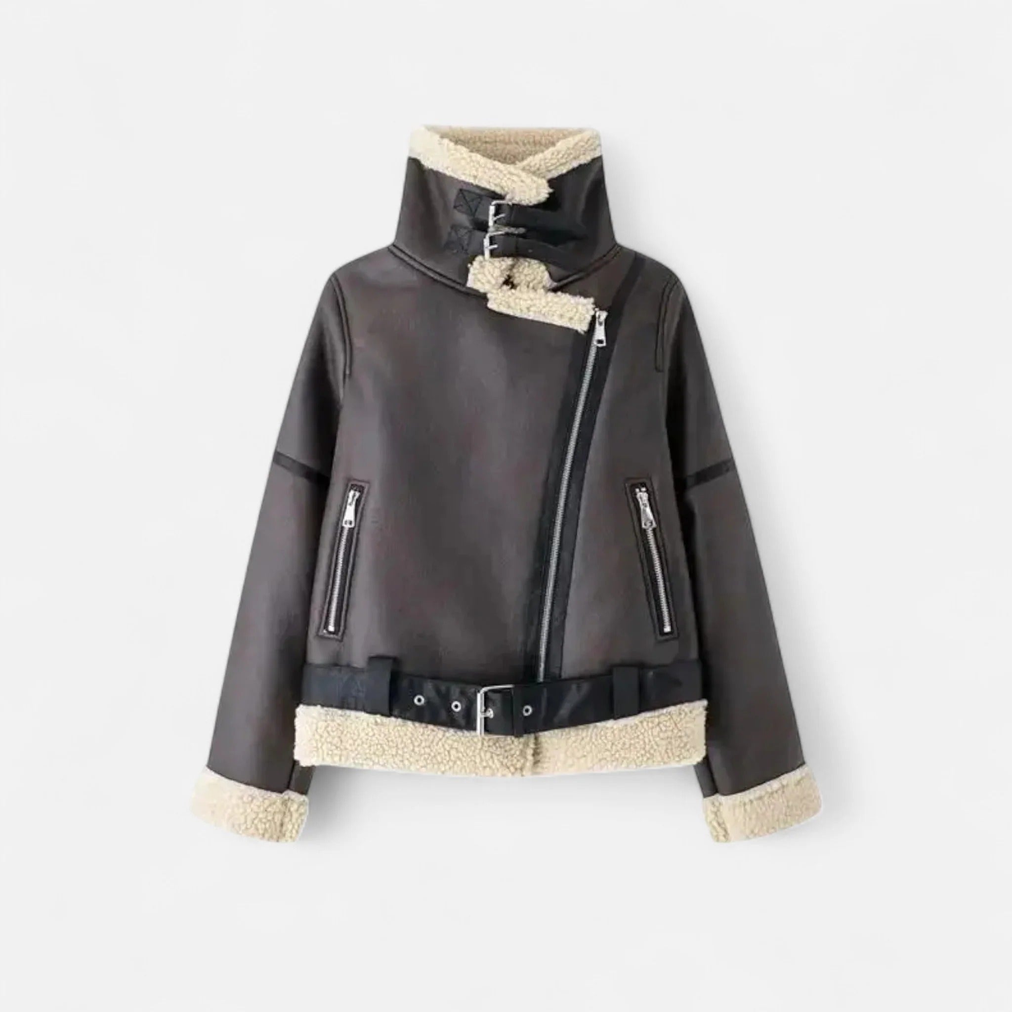 Elowen™ | Women’s Autumn Belted Leather Jacket