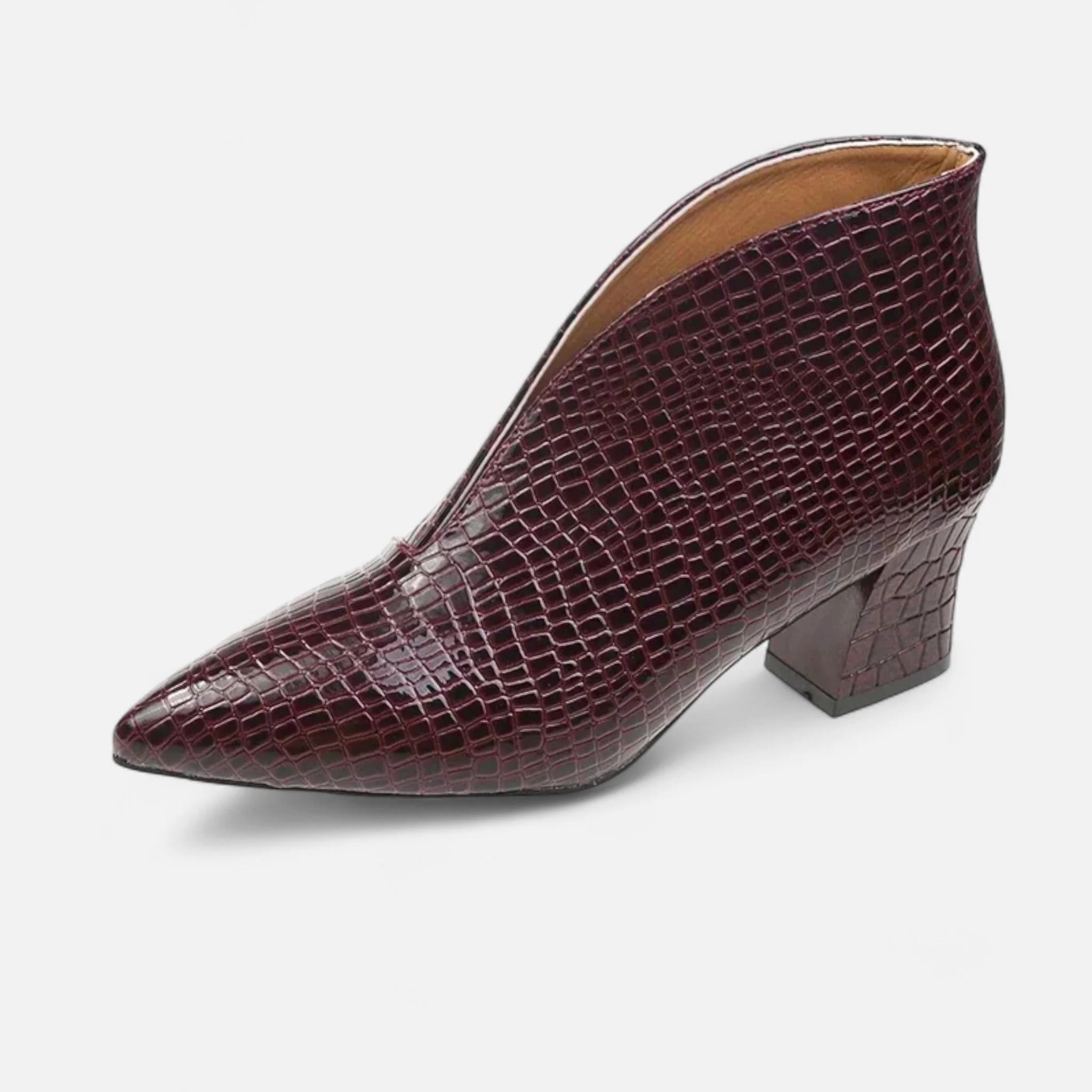 Elowen™ | Women’s Patent Leather V-Cut Ankle Boots