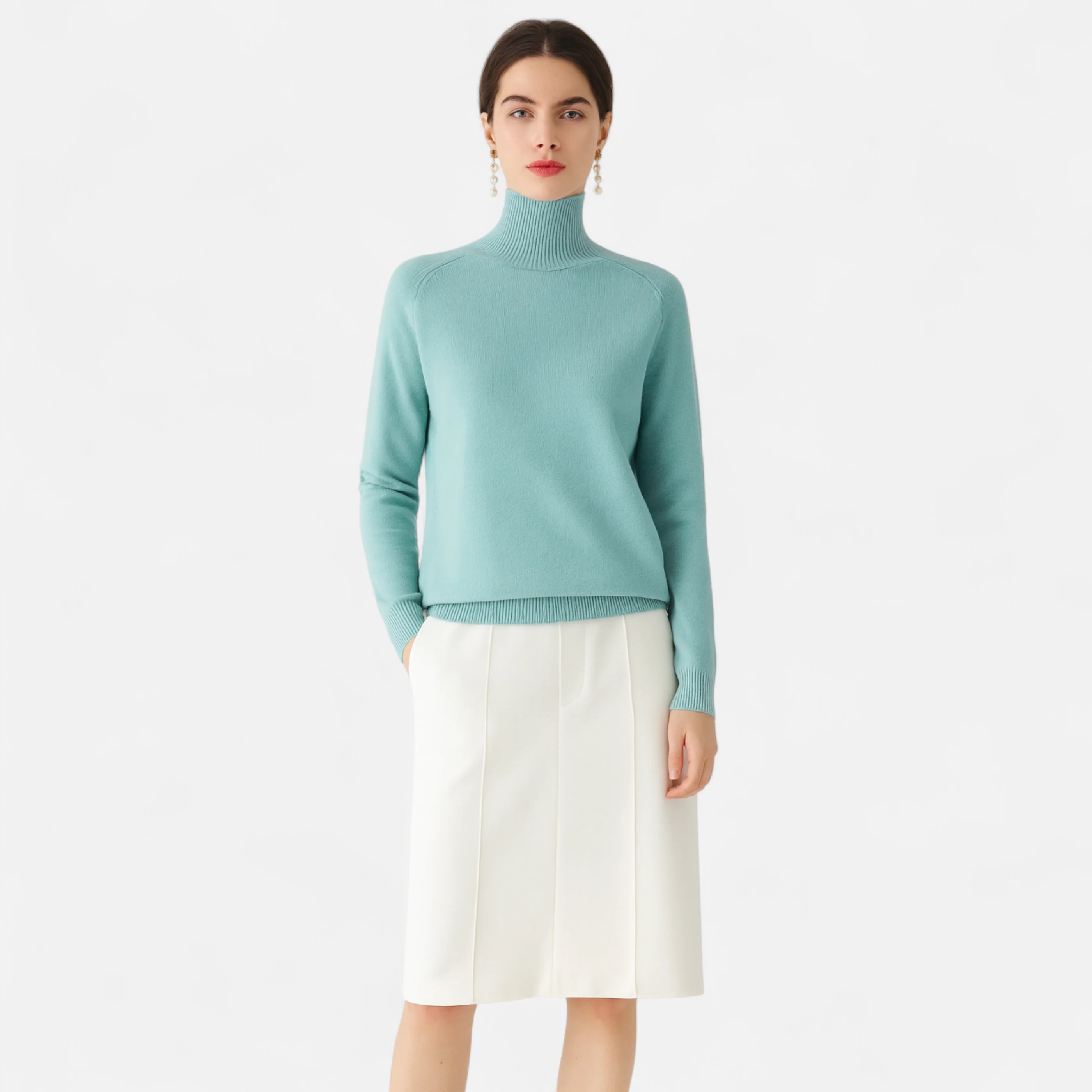 Elowen™ | Women’s Merino Wool & Cashmere Mock-Neck Sweater