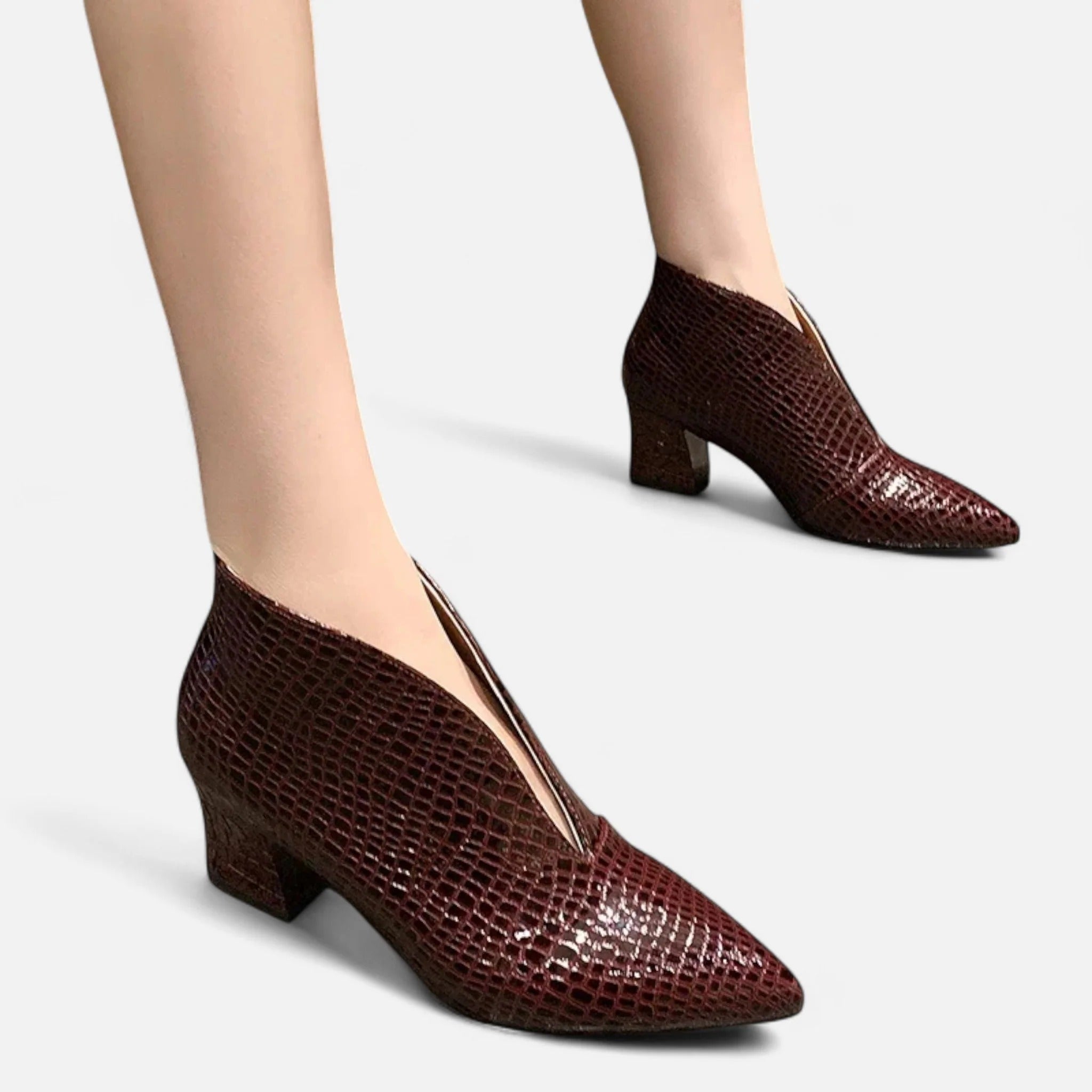 Elowen™ | Women’s Patent Leather V-Cut Ankle Boots