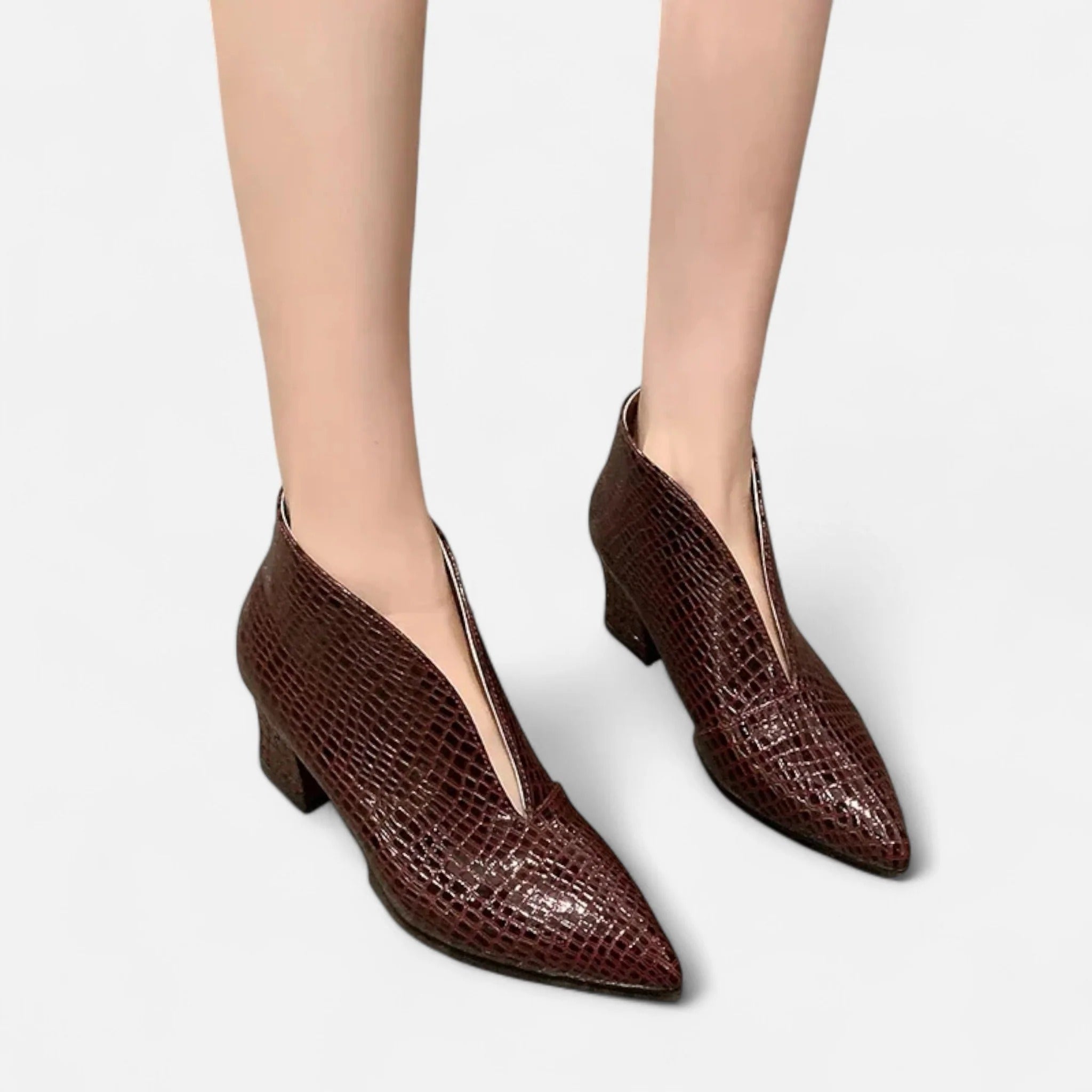 Elowen™ | Women’s Patent Leather V-Cut Ankle Boots