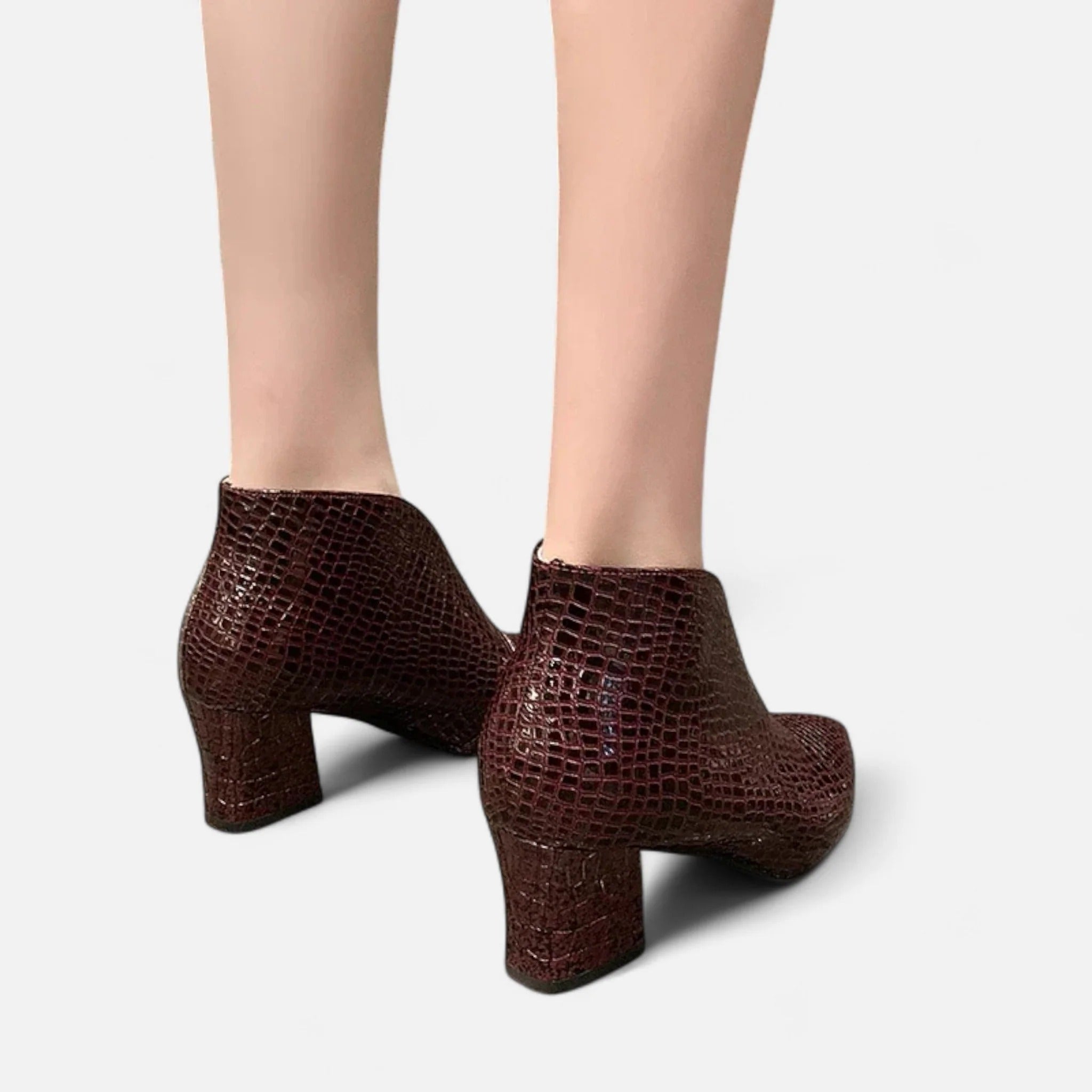 Elowen™ | Women’s Patent Leather V-Cut Ankle Boots