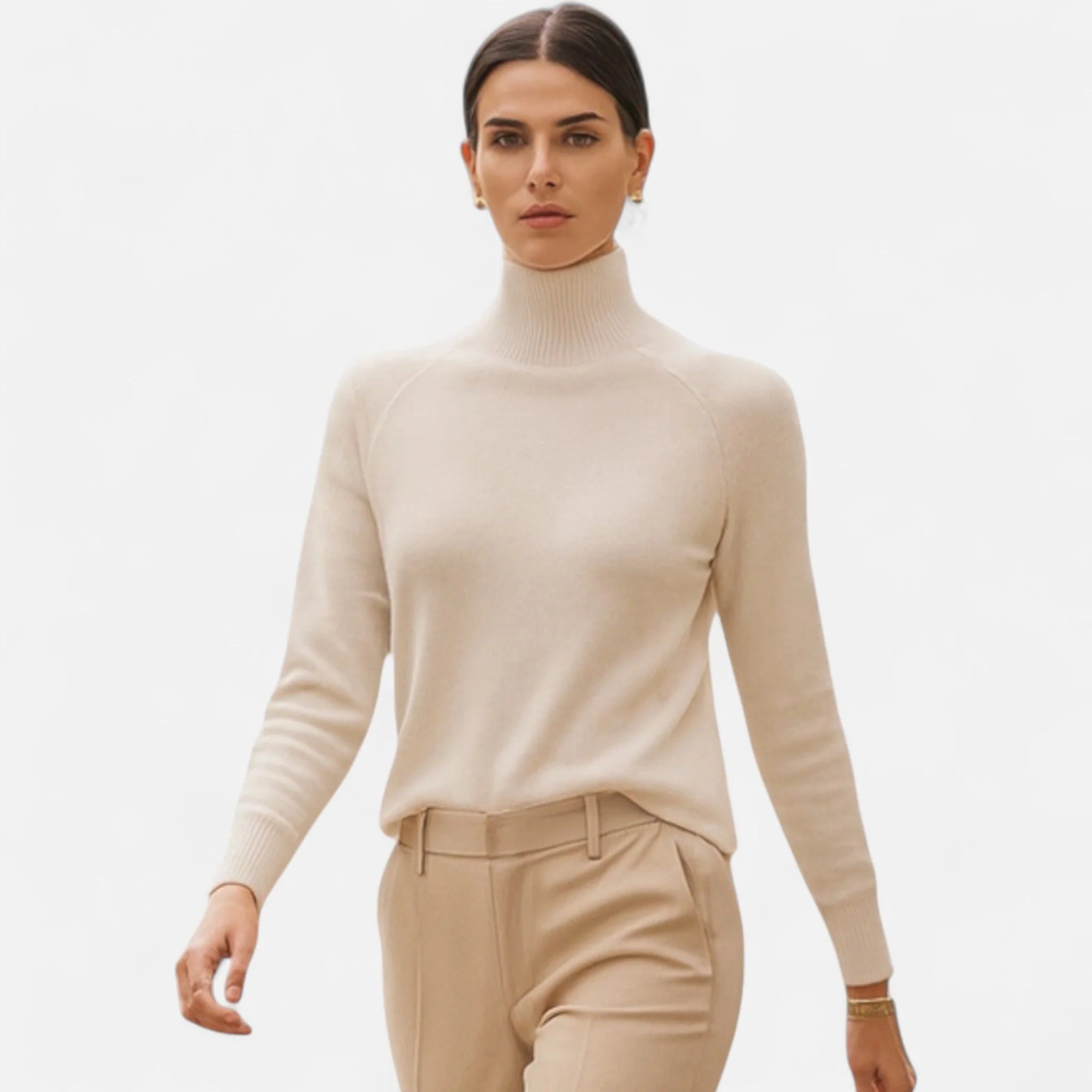 Elowen™ | Women’s Merino Wool & Cashmere Mock-Neck Sweater