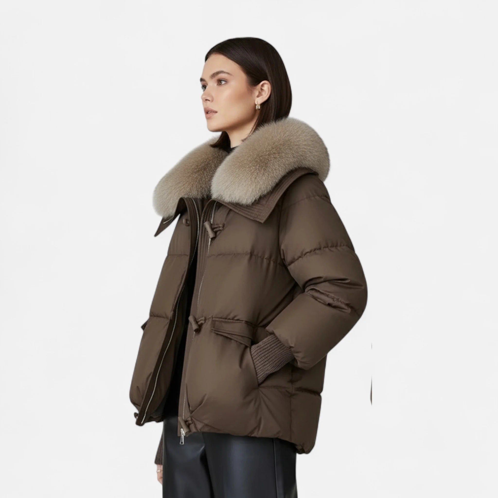 Elowen™ | Women’s Luxury Fur-Collar Winter Puffer Coat