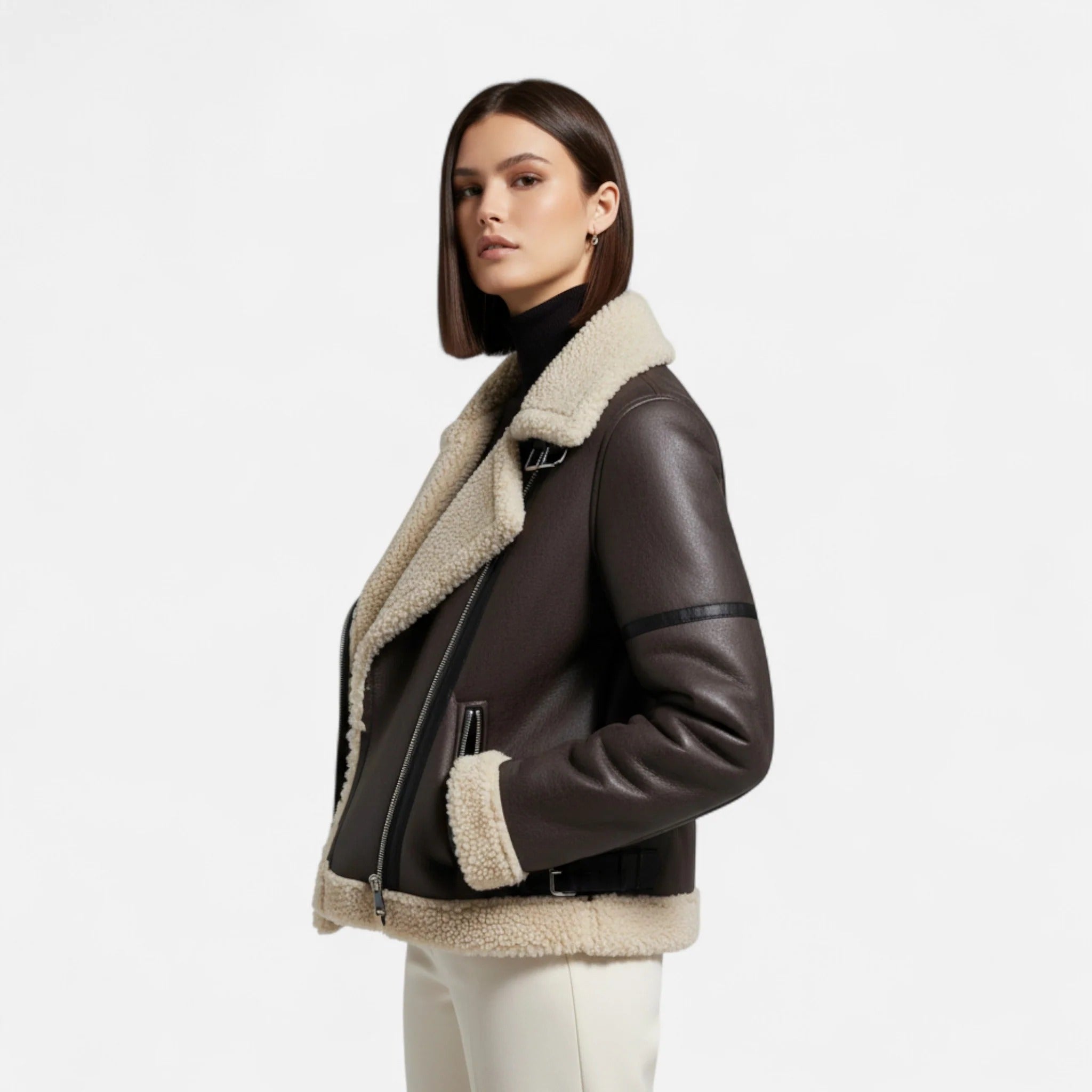 Elowen™ | Women’s Autumn Belted Leather Jacket