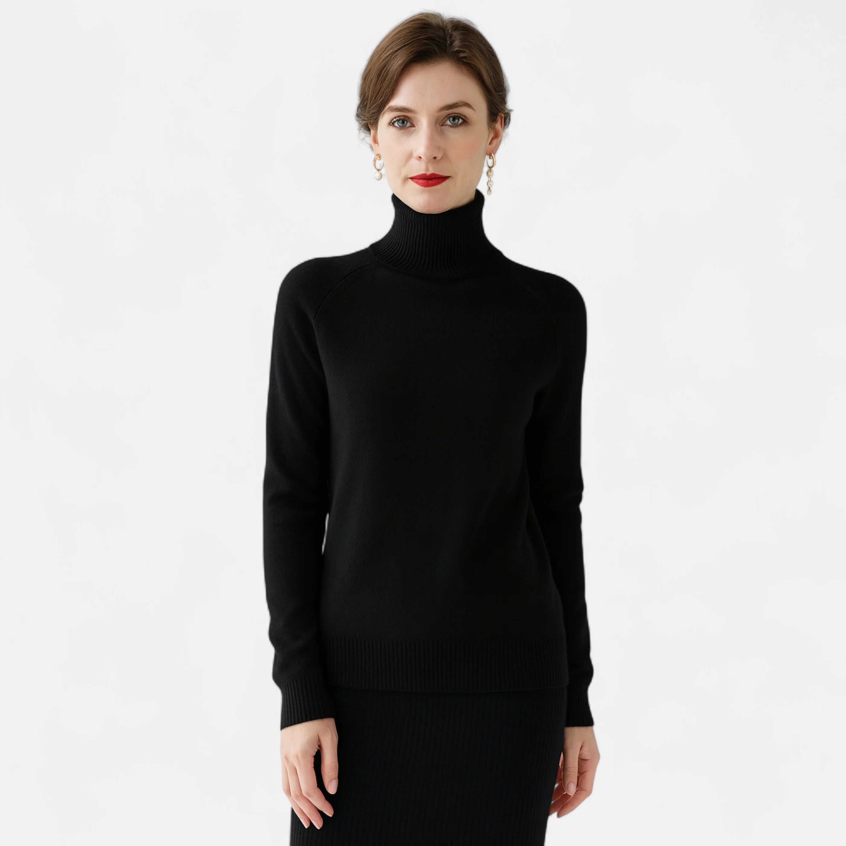 Elowen™ | Women’s Merino Wool & Cashmere Mock-Neck Sweater