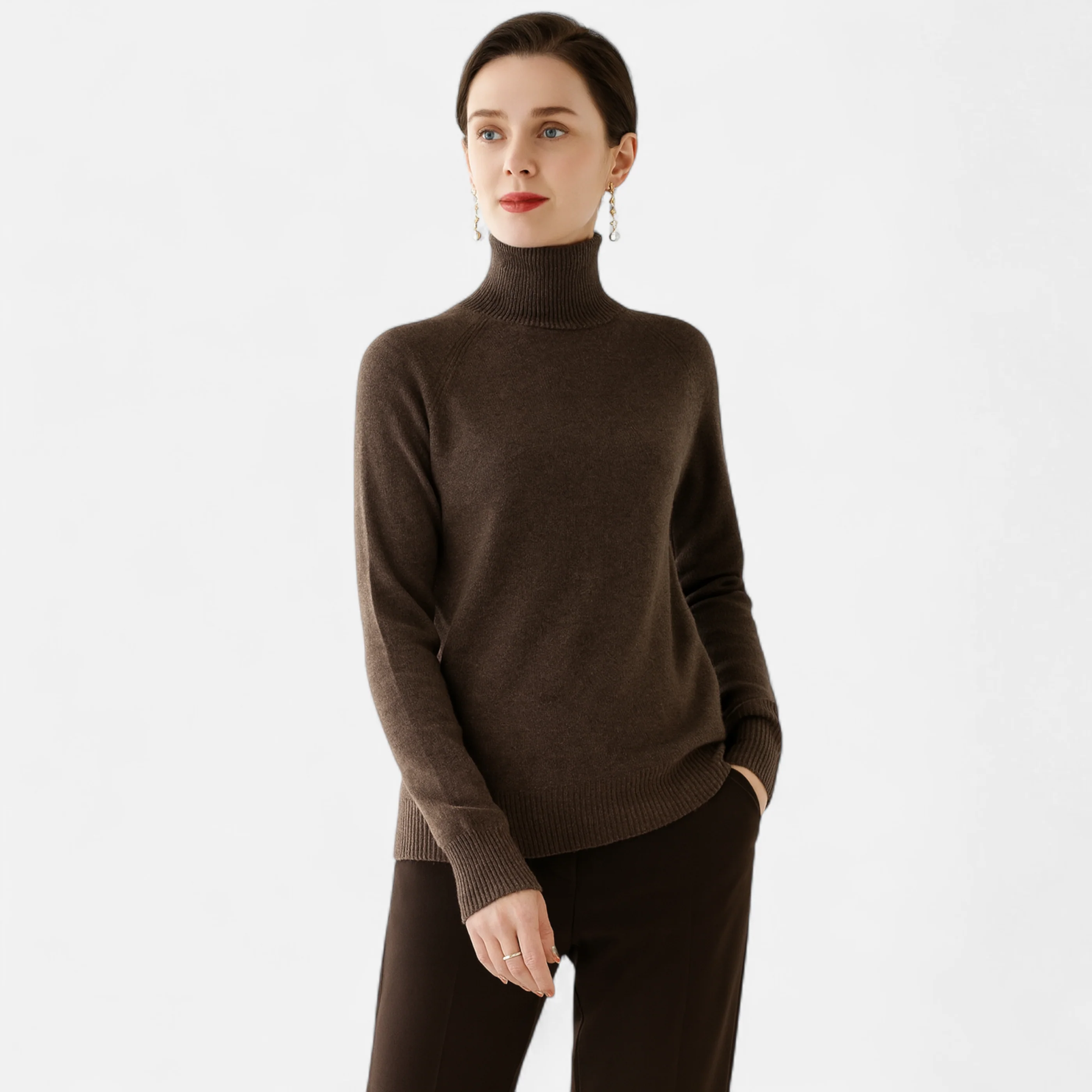 Elowen™ | Women’s Merino Wool & Cashmere Mock-Neck Sweater