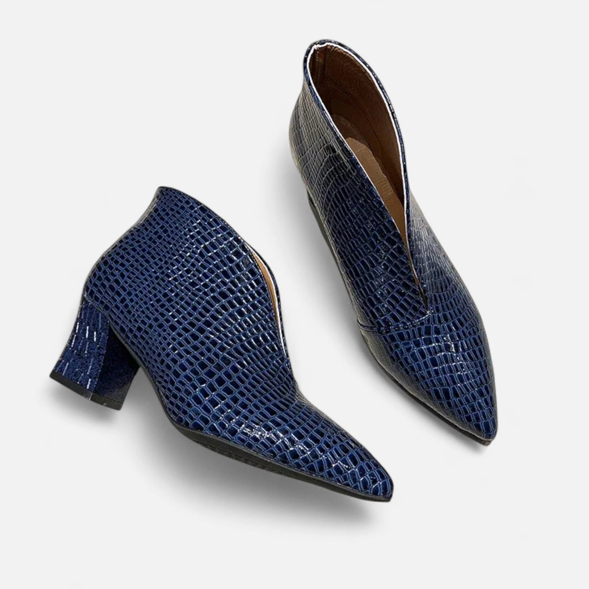 Elowen™ | Women’s Patent Leather V-Cut Ankle Boots