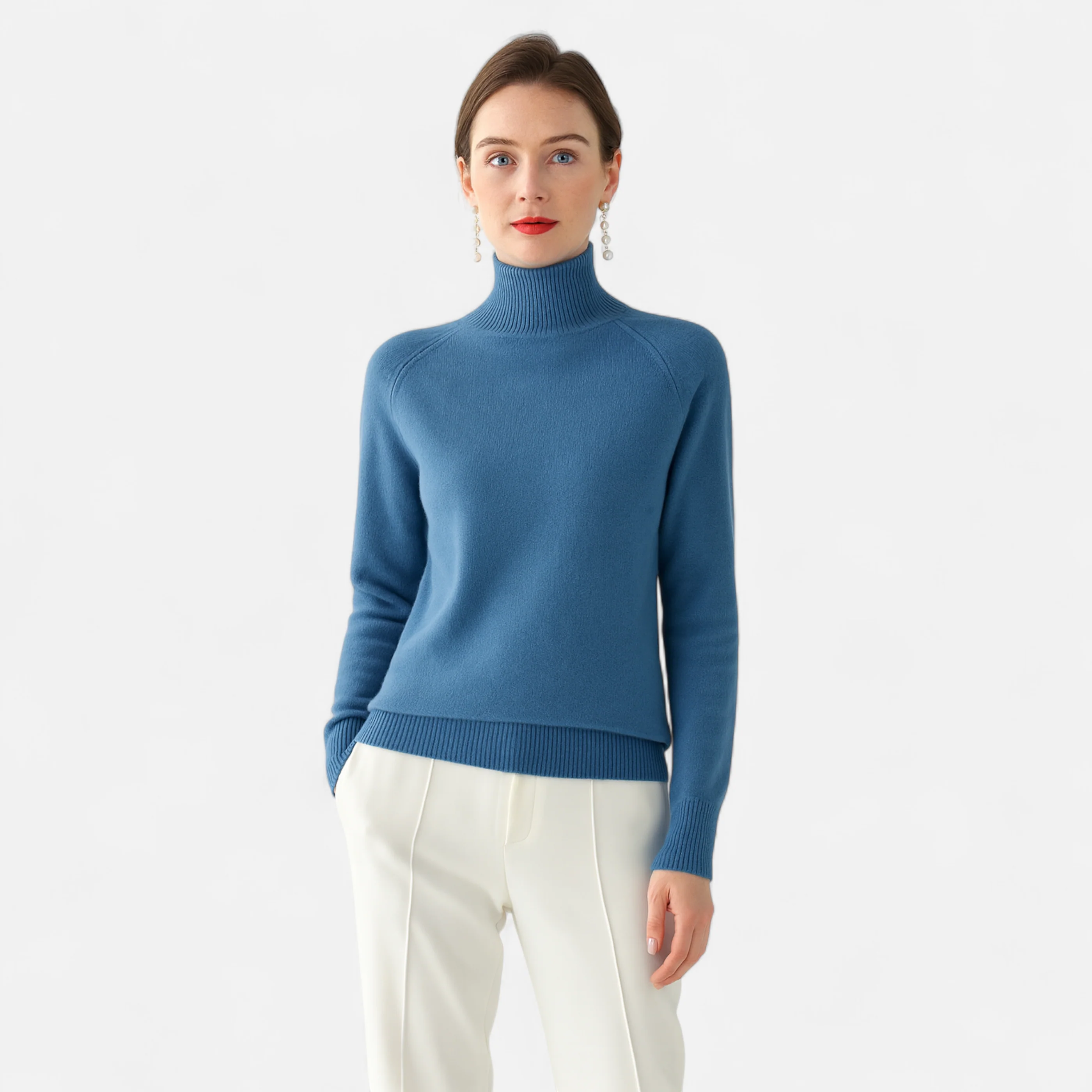 Elowen™ | Women’s Merino Wool & Cashmere Mock-Neck Sweater