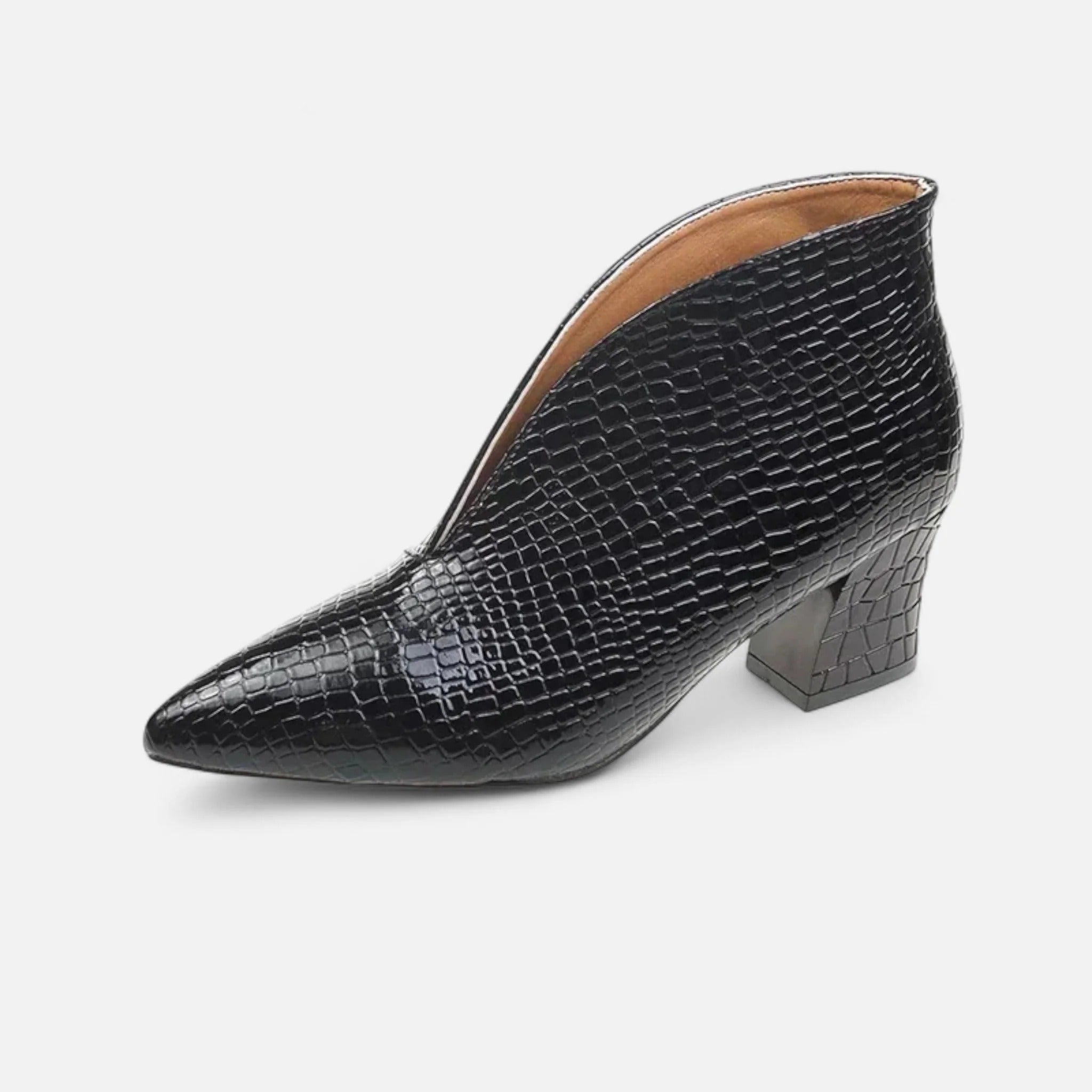 Elowen™ | Women’s Patent Leather V-Cut Ankle Boots